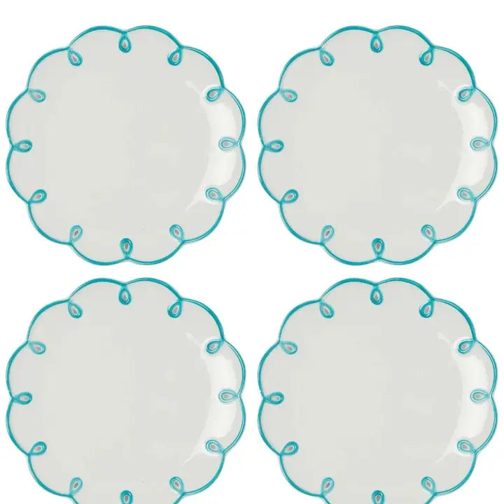 Sky Blue Scalloped Lunch Plate - Set of 4