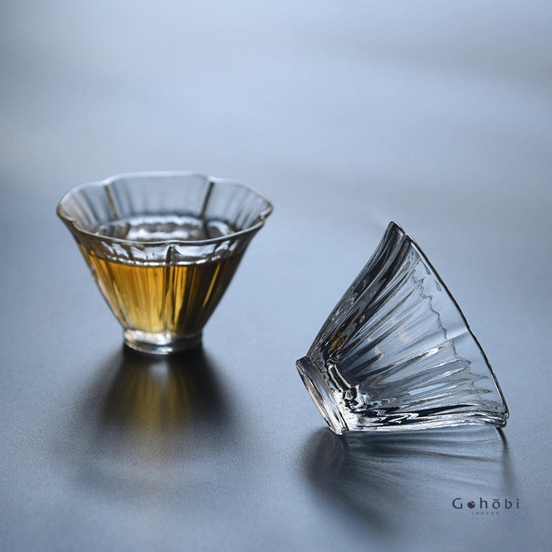 Gohobi Handmade Flower Glass Tea Cup - Set of 4