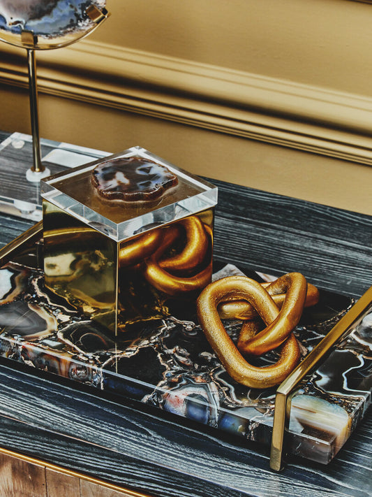 Sable Agate & Gold Trinket Box - Small