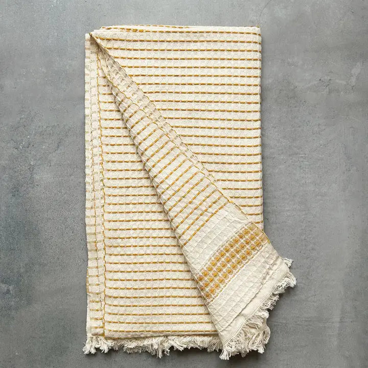 Milos Check Hammam Towel - Mustard