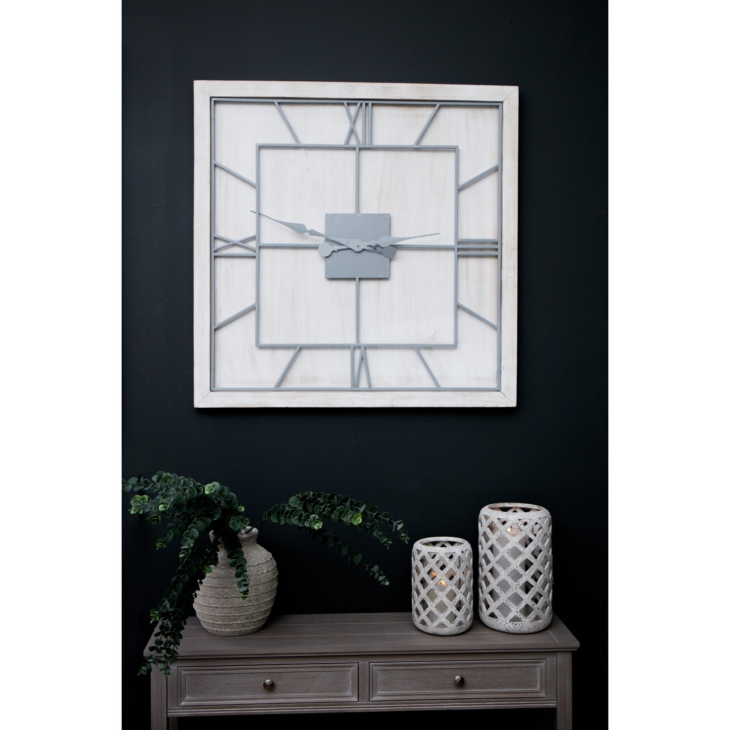 Norwood White Square Large Wall Clock