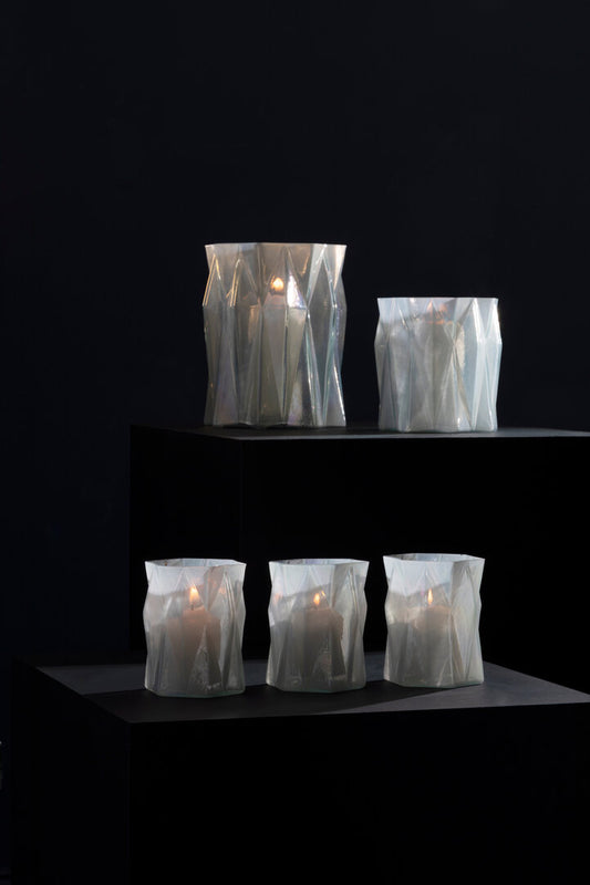 Celeste Irridescent Glass Candle Holder - Small