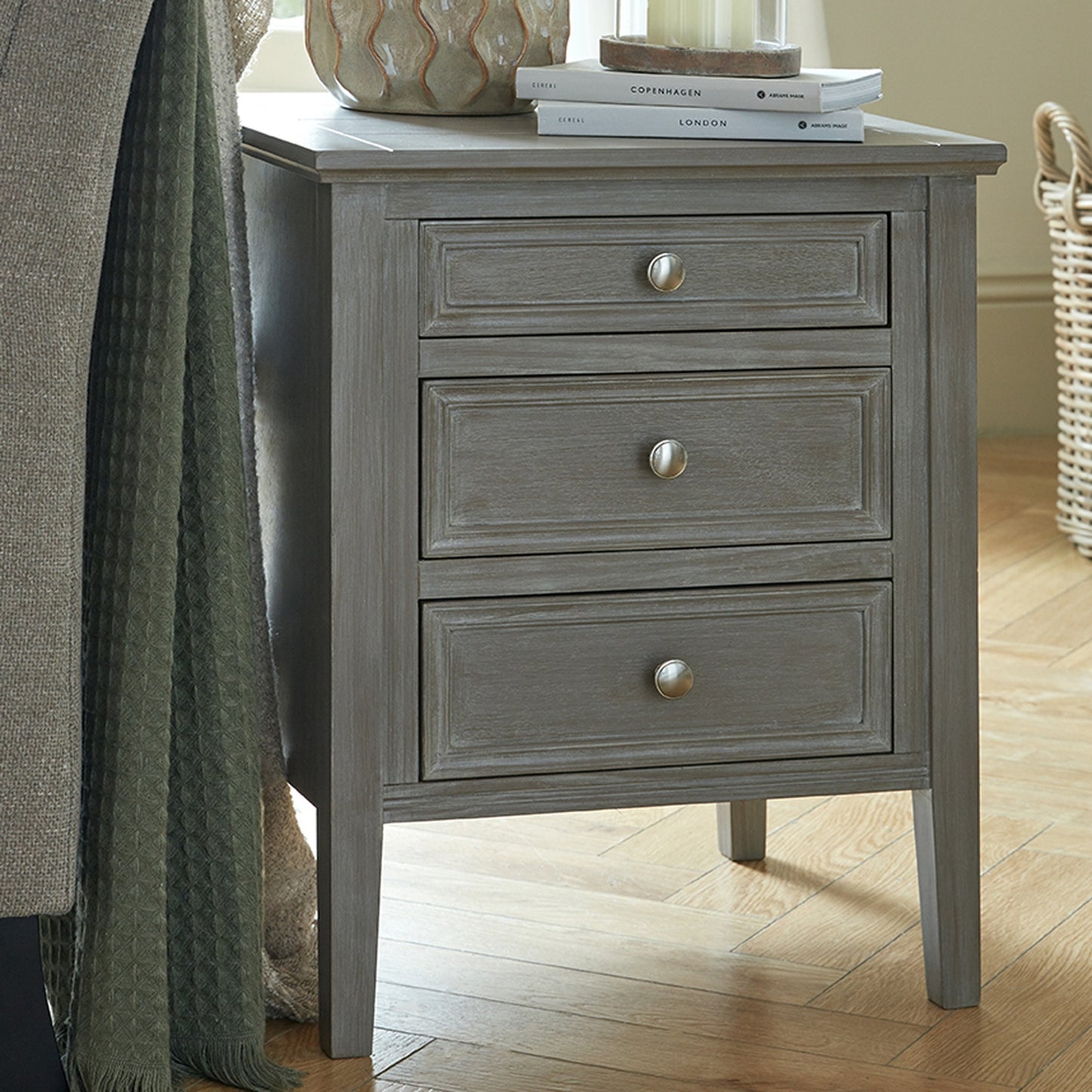 Mercer Three Drawer Bedside Table