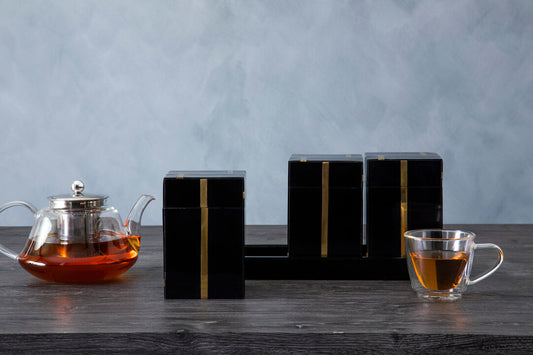 Yara Canister Set with Tray - Black & Gold