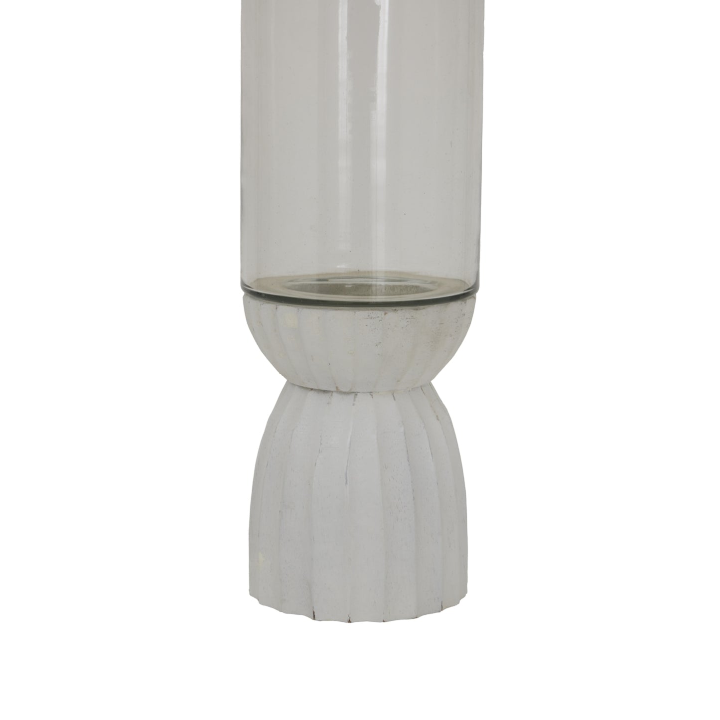 Vionne White Carved Hurricane Lantern - Medium
