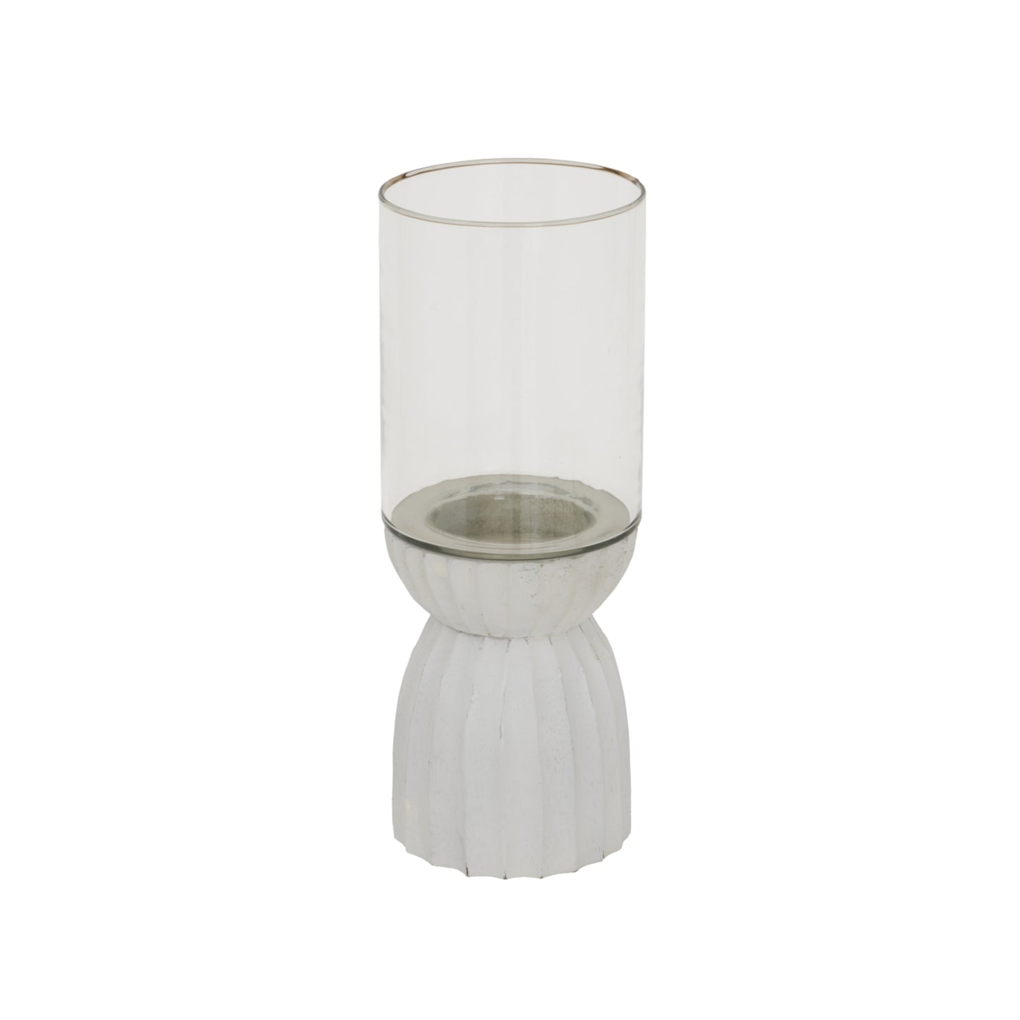Vionne White Carved Hurricane Lantern - Medium