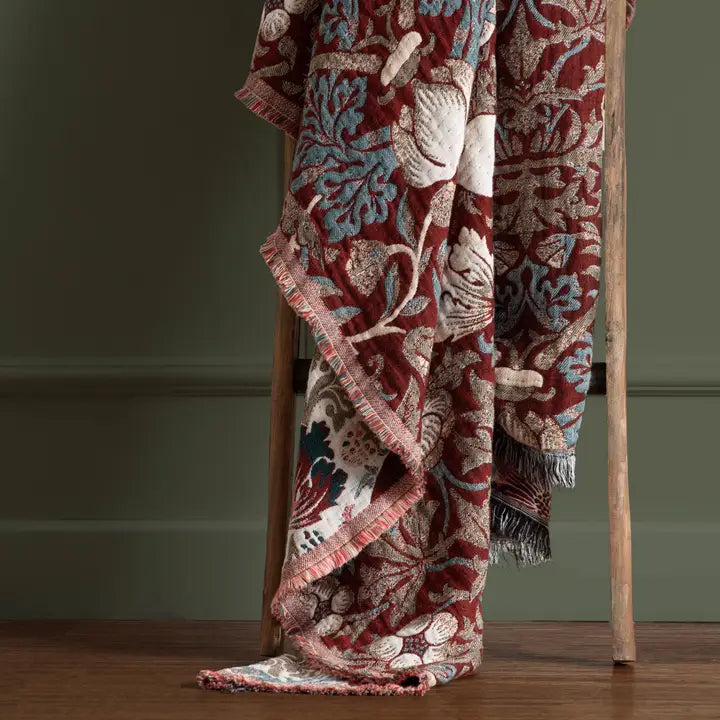 Strawberry Thief Jacquard Throw Berry