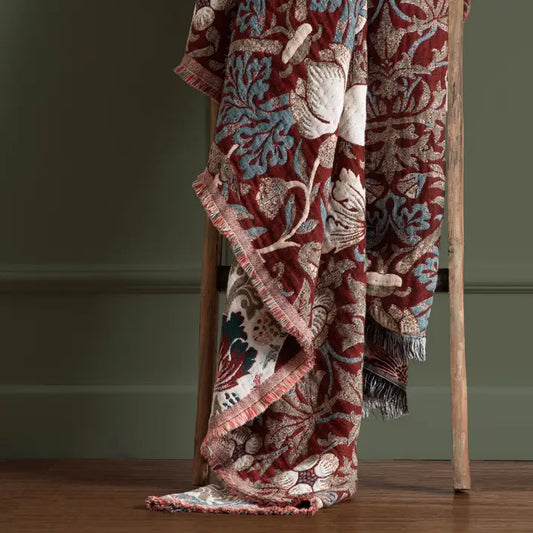 Strawberry Thief Jacquard Throw Berry