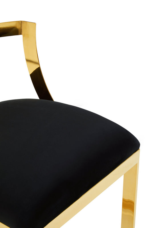 Senta Bar Chair - Gold & Black Velvet