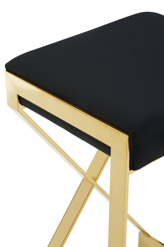 Senta Bar Stool - Gold & Black Velvet