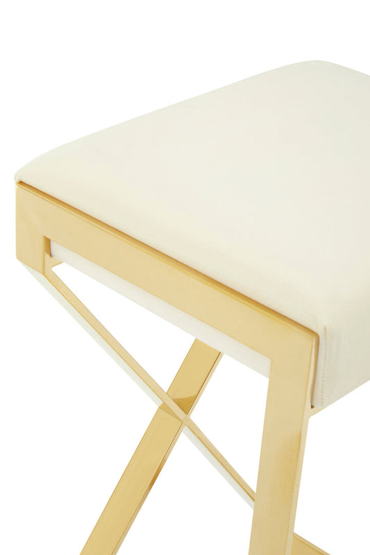 Senta Bar Stool - Gold & Ivory Velvet