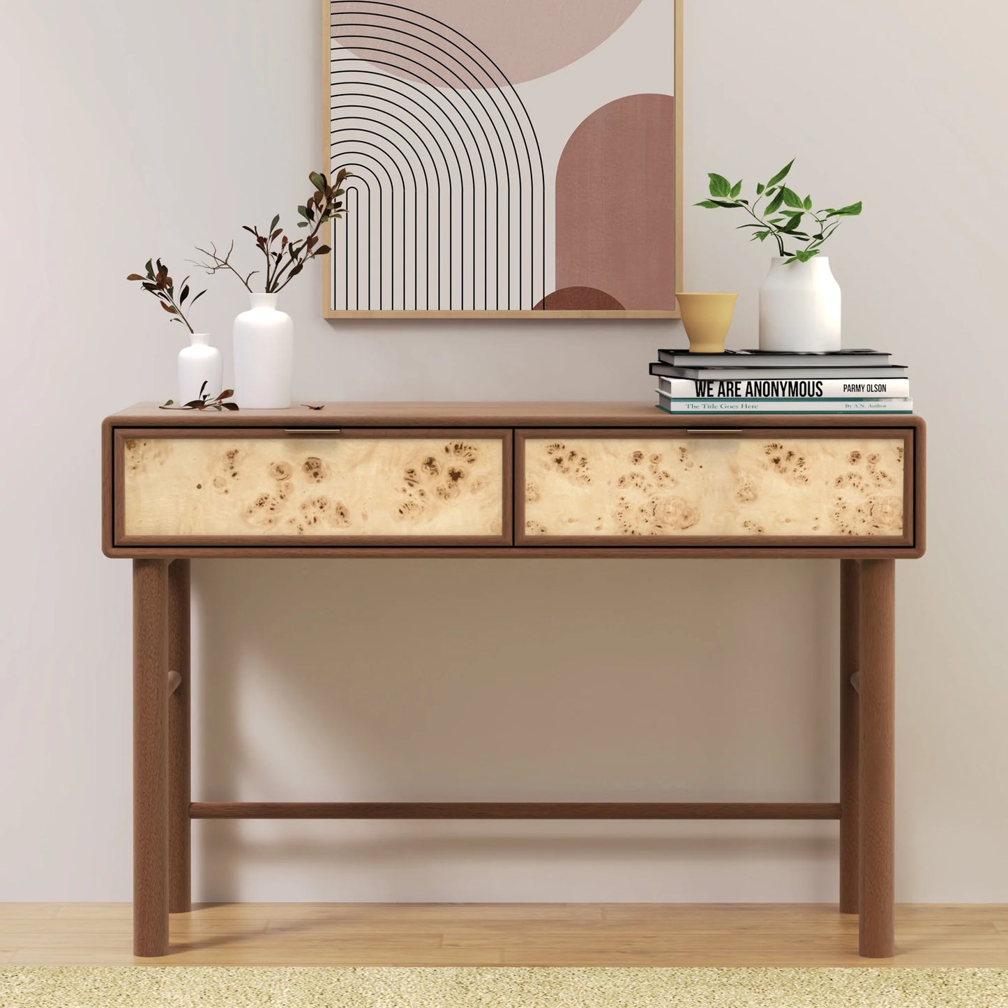 Urban Burl Two Drawer Console Table - Walnut
