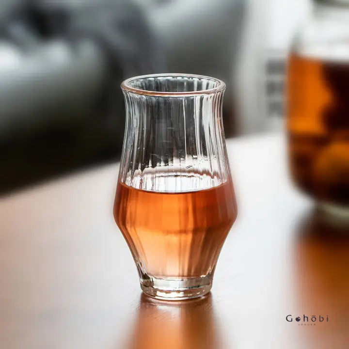 Gohobi Handmade Striped Glass Aroma Tea Cup - Set of 4