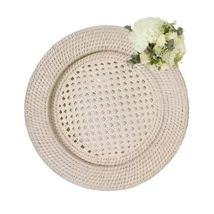 Harbour Island Rattan Round Charger Sand Colour - Set of 4
