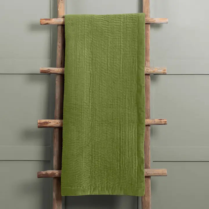 Haze Velvet Quilted Throw Grass