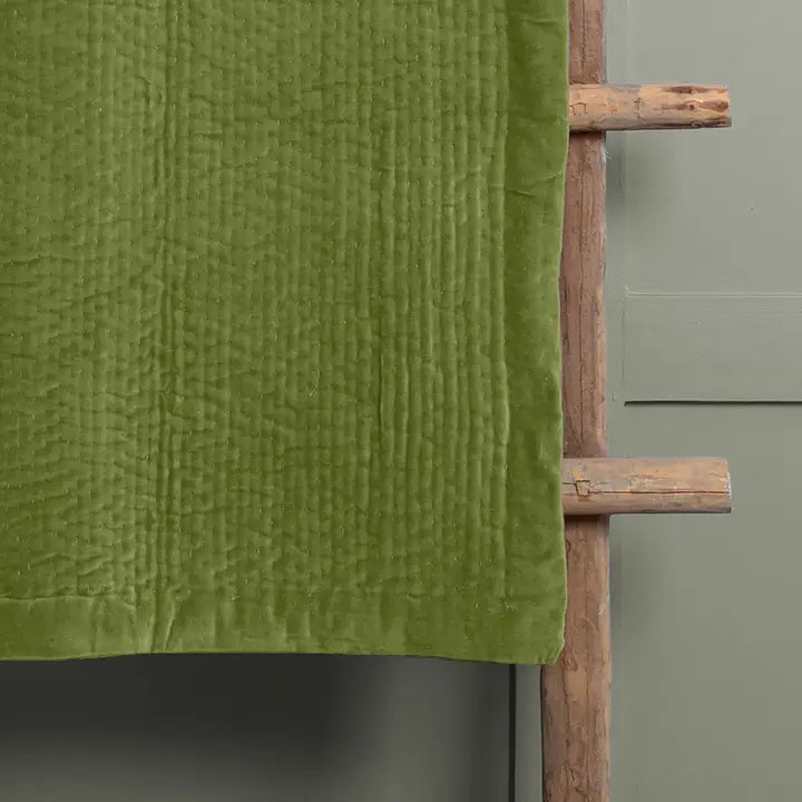 Haze Velvet Quilted Throw Grass
