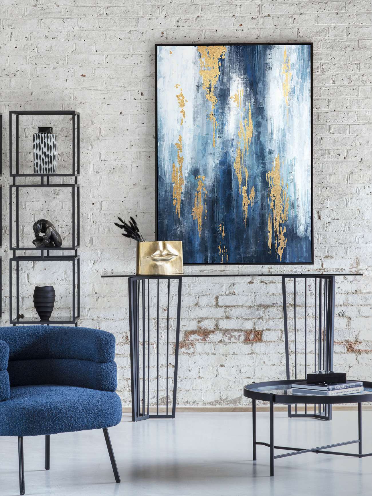 Aurora Distressed Foil Framed Canvas