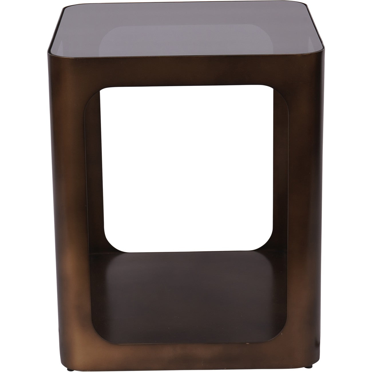 Fairmont Square Metal and Glass Side Table