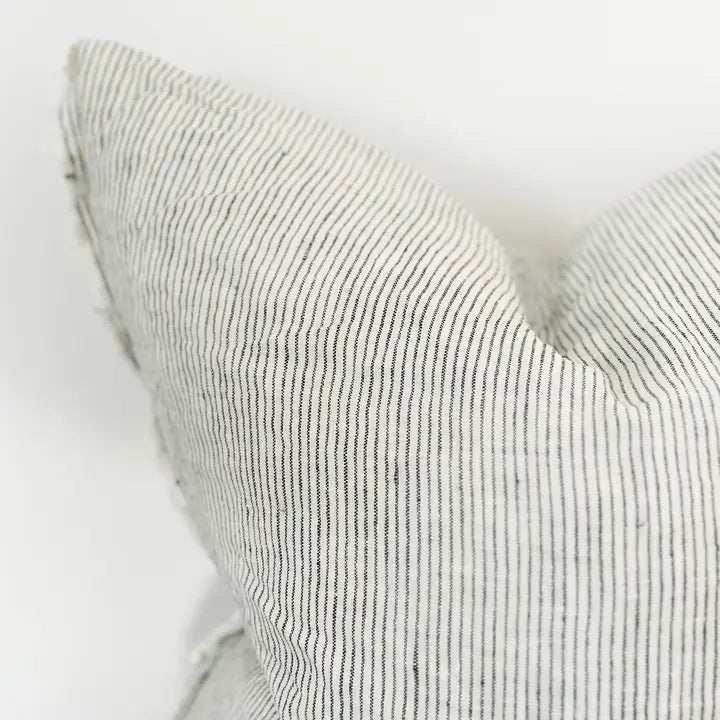 Esmee Linen Cushion Cover – Frayed Edge Ticking Stripe