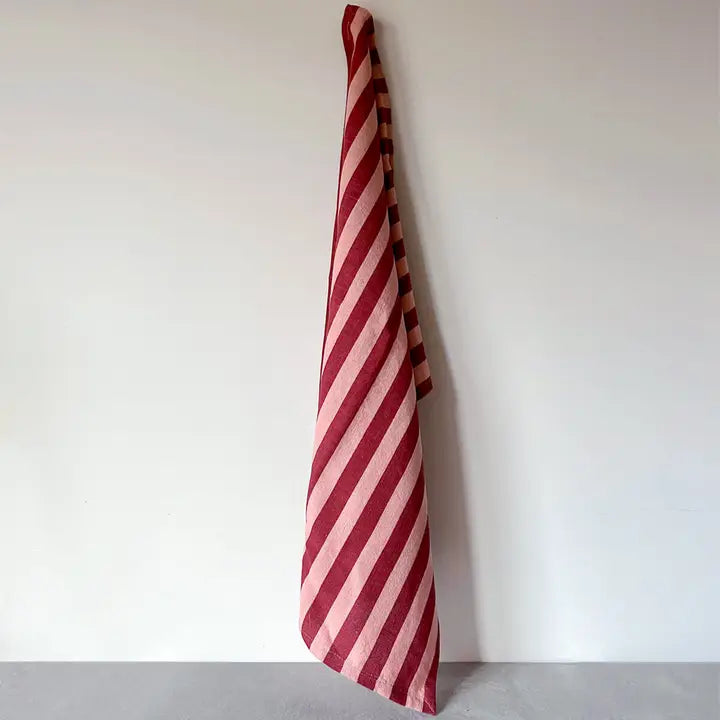 Jaipur Stripe Tea Towel - Pomegranate