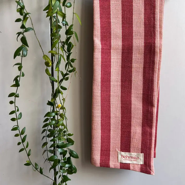 Jaipur Stripe Tea Towel - Pomegranate