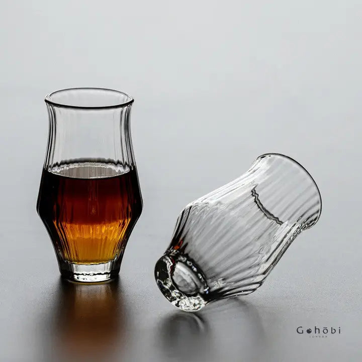 Gohobi Handmade Striped Glass Aroma Tea Cup - Set of 4