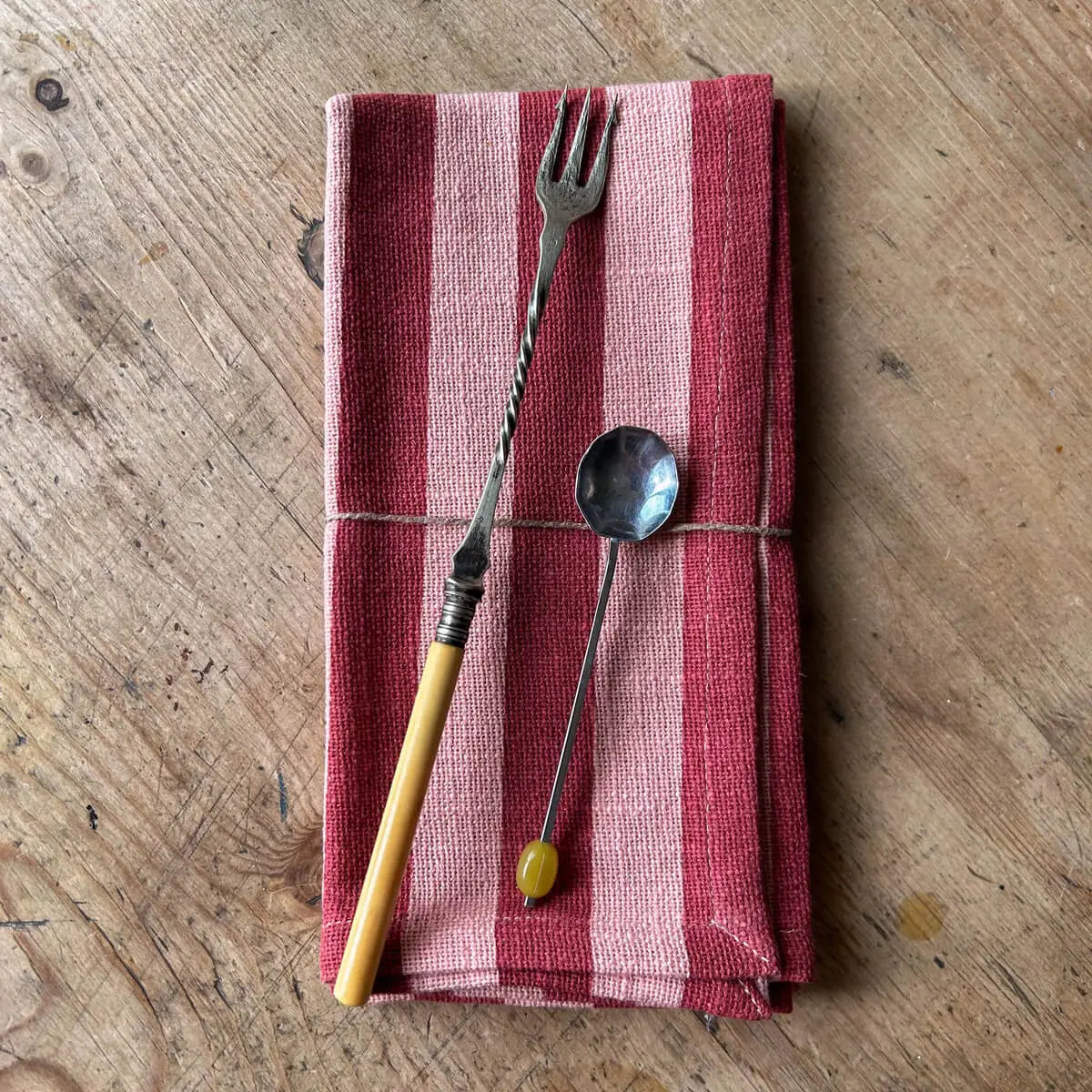 Set of 6 Jaipur Stripe Napkin - Pomegranate