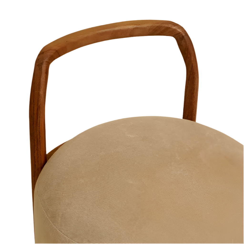 Sherman Ottoman with Wooden Legs and Handles