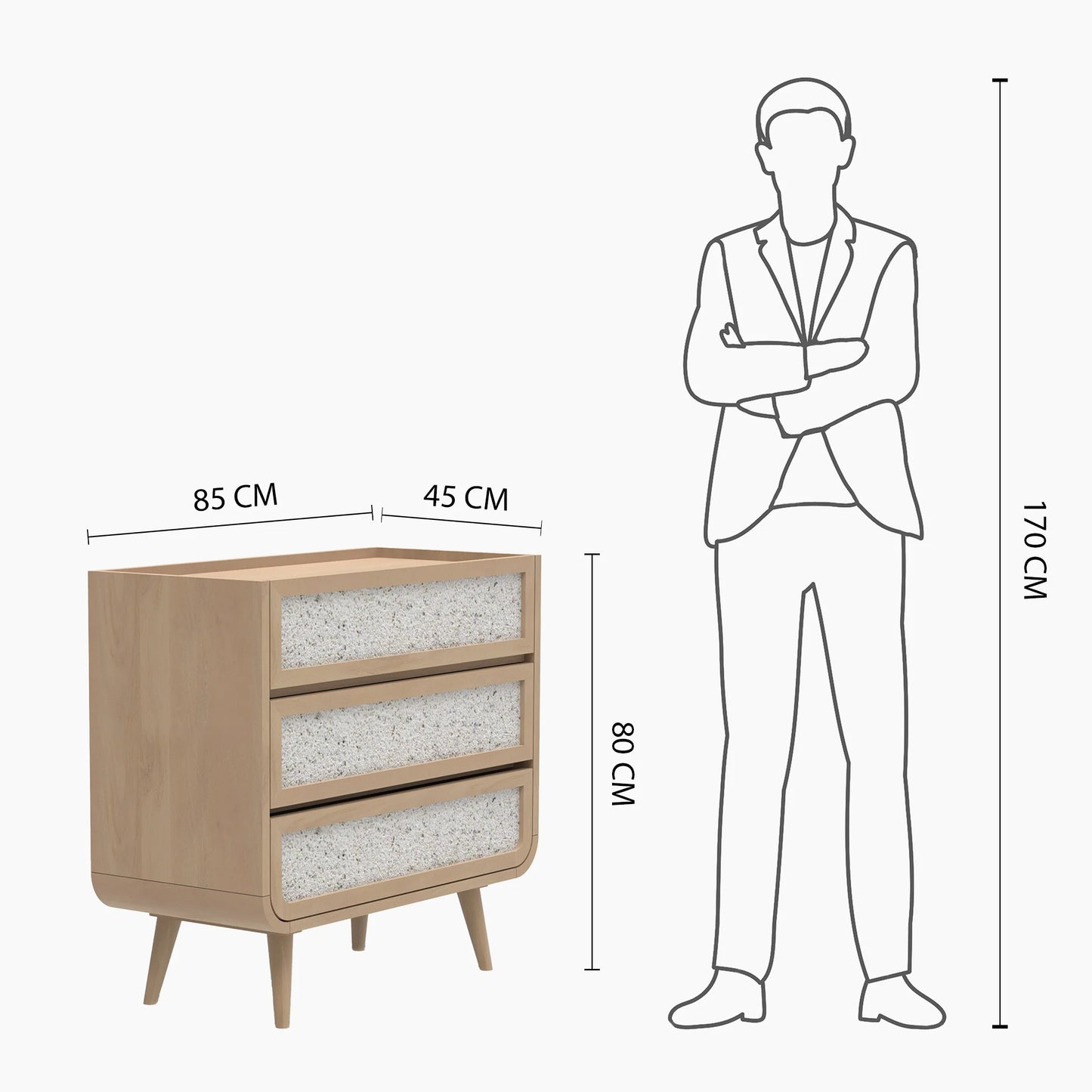 Oxy Three Drawer Chest - Natural