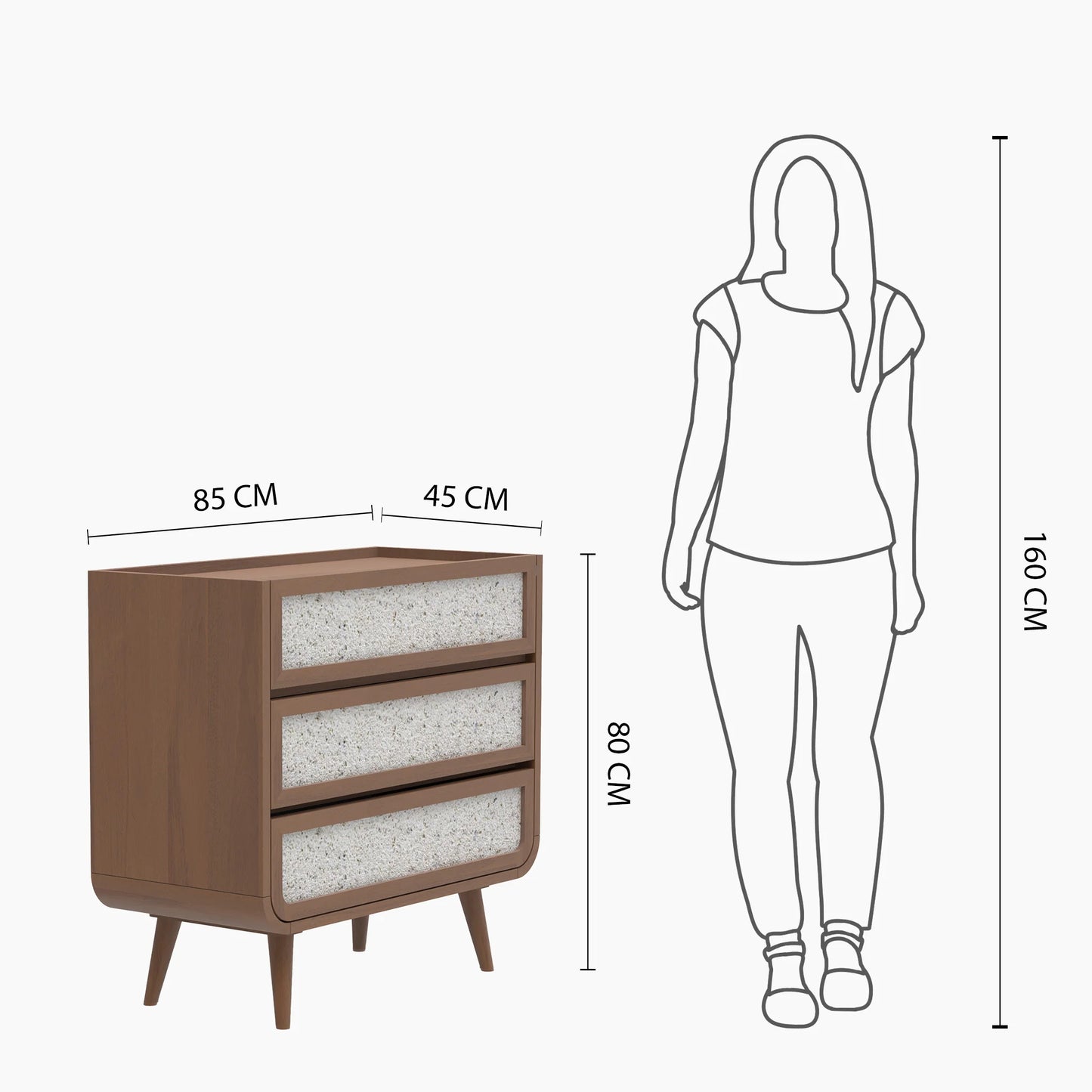Oxy Three Drawer Chest - Walnut