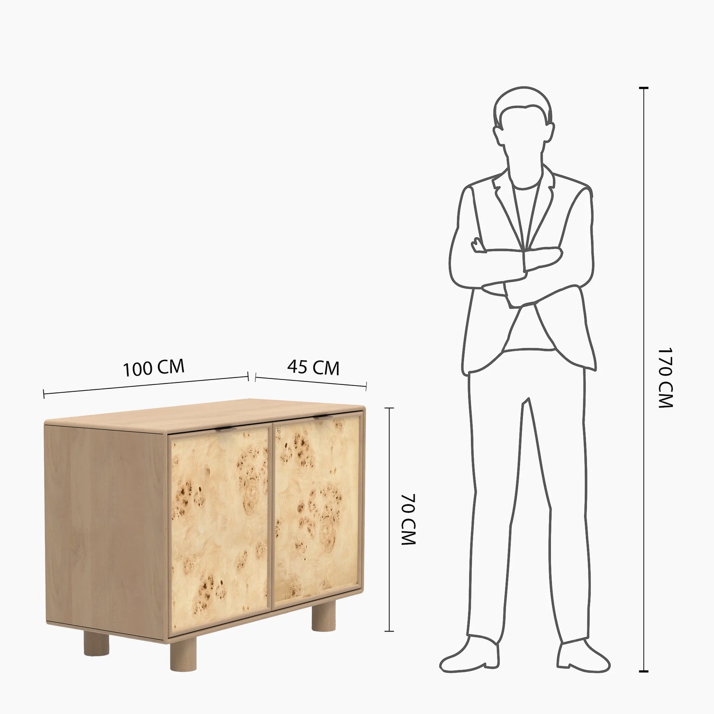 Urban Burl Two Door Cabinet - Natural