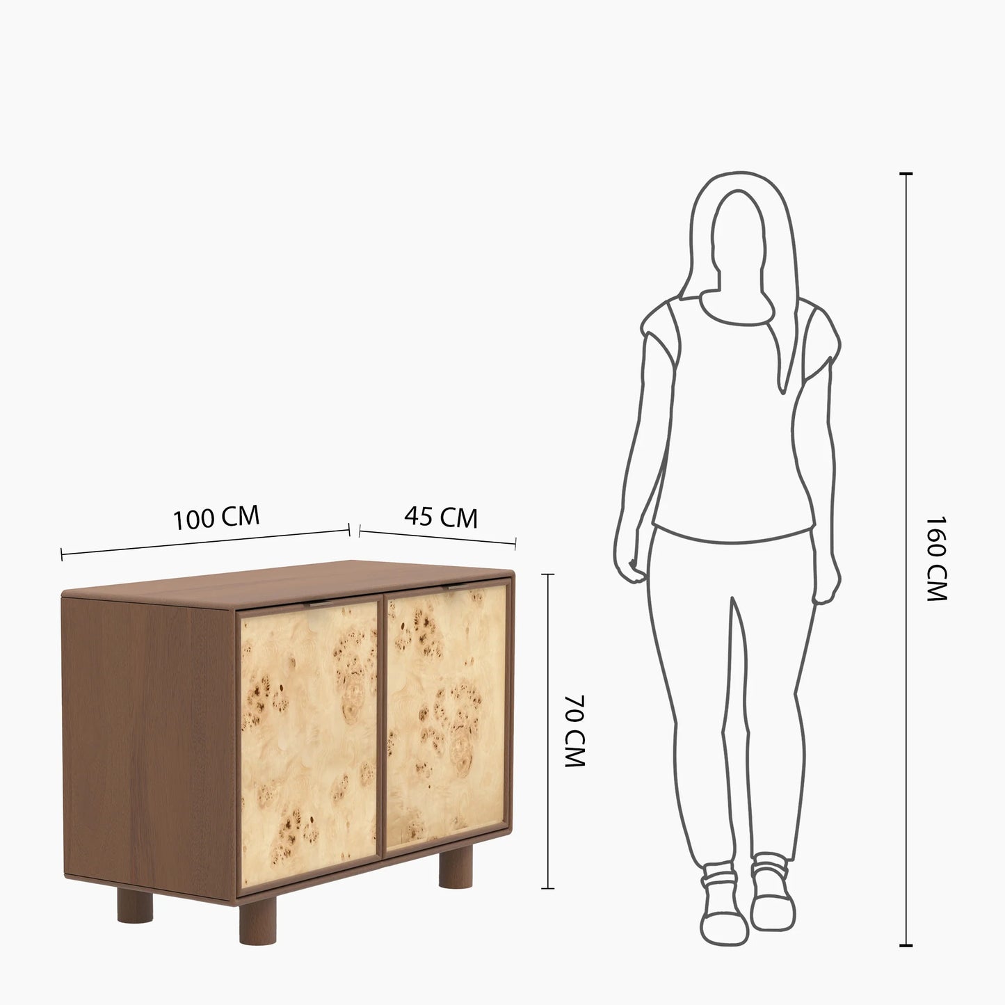 Urban Burl Two Door Cabinet - Walnut