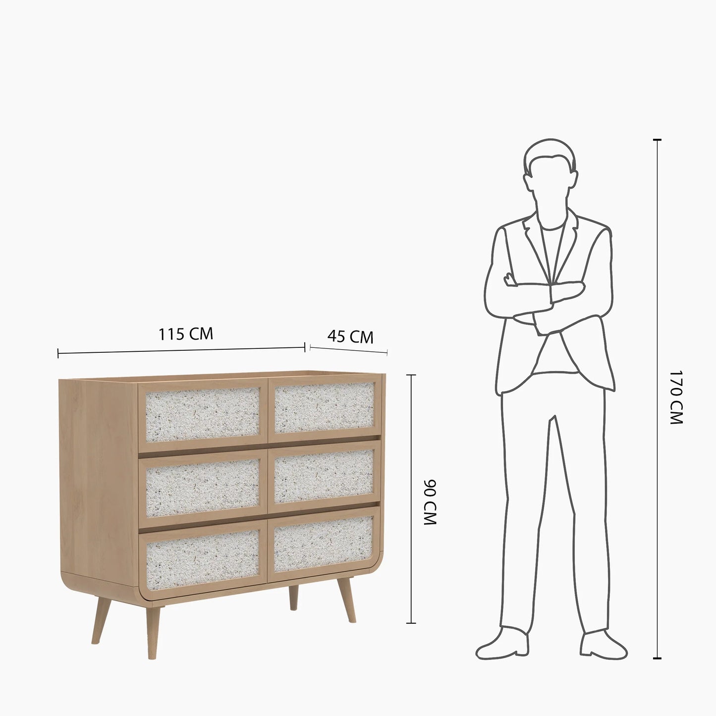Oxy Six Drawer Chest - Natural