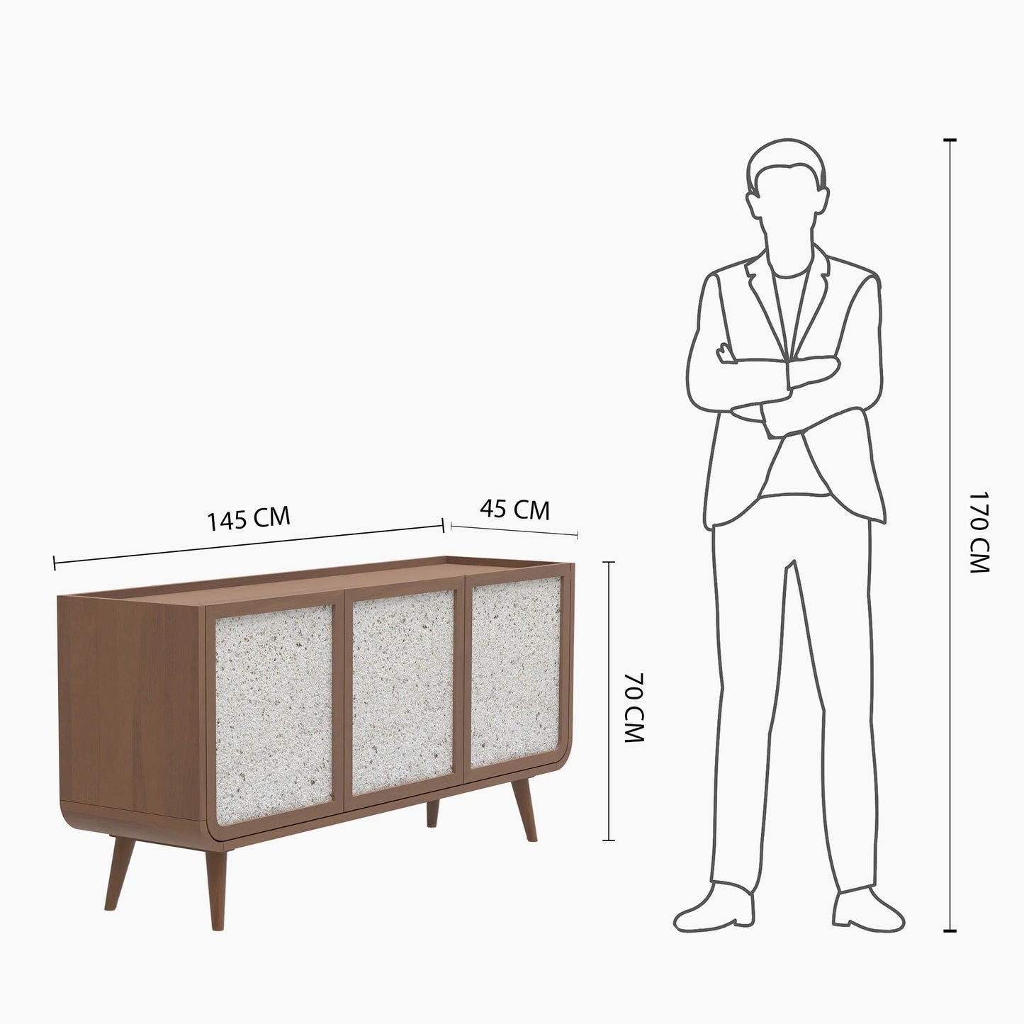 Oxy Three Door Cabinet - Walnut