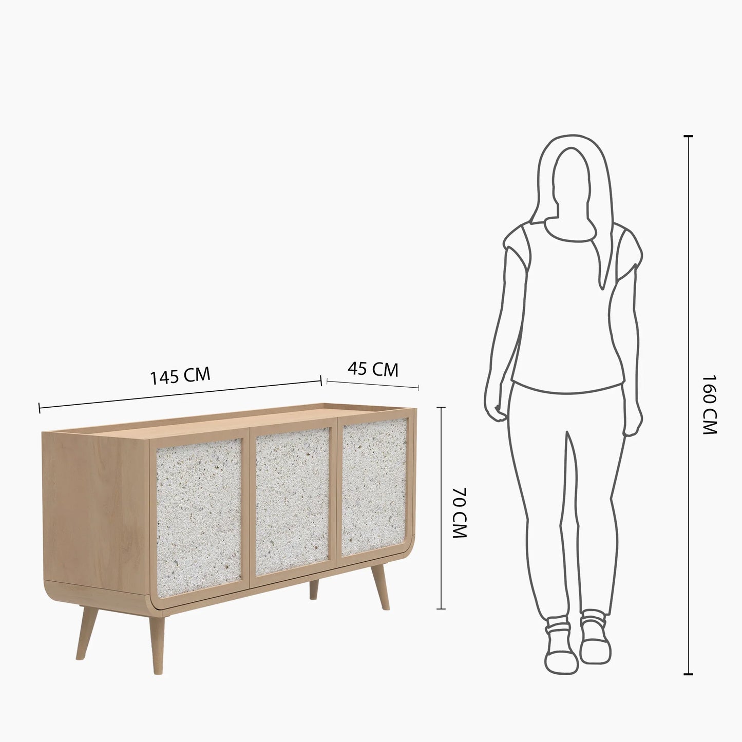 Oxy Three Door Cabinet - Natural