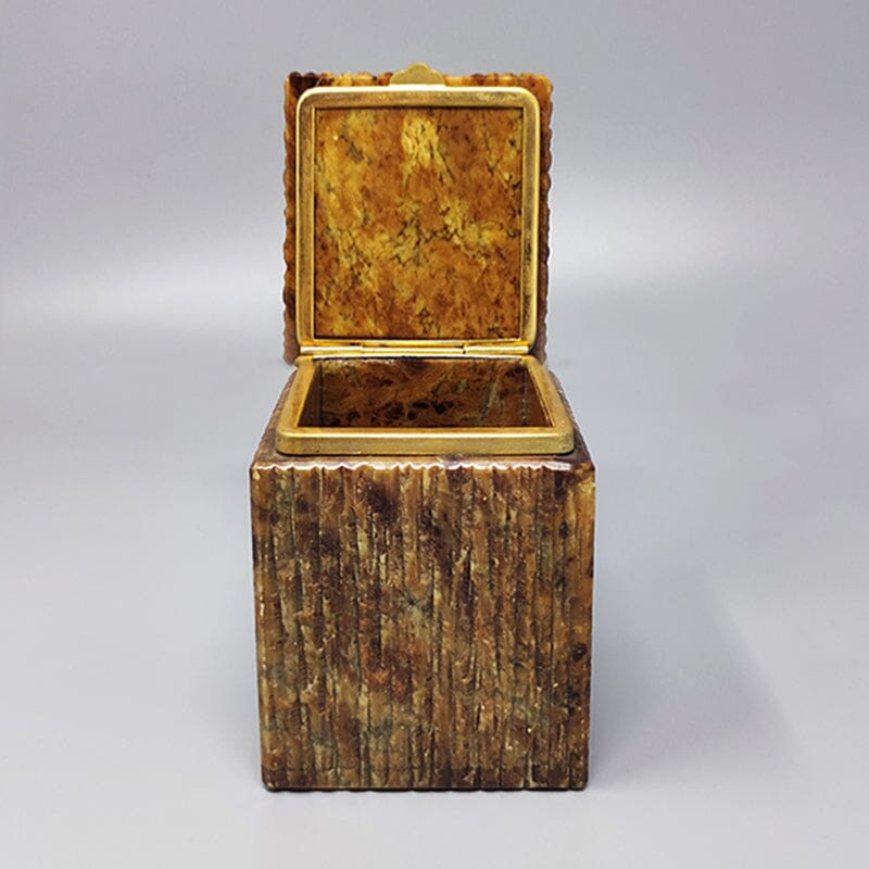 Handmade Italian Alabaster Box – Warm Brown Hue