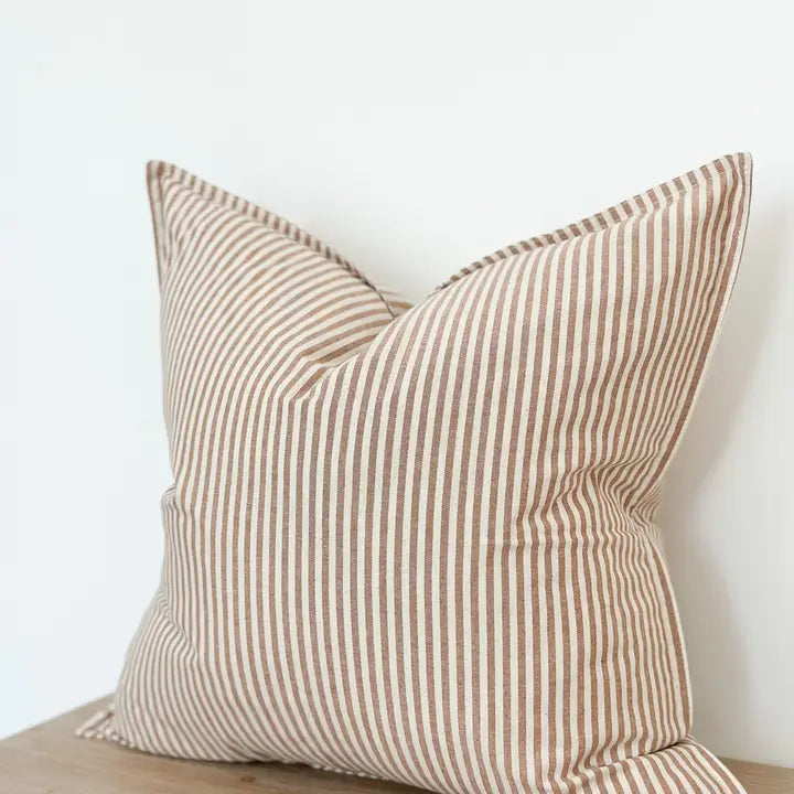 Darcy Cotton Cushion Cover – Thin Brown Stripe