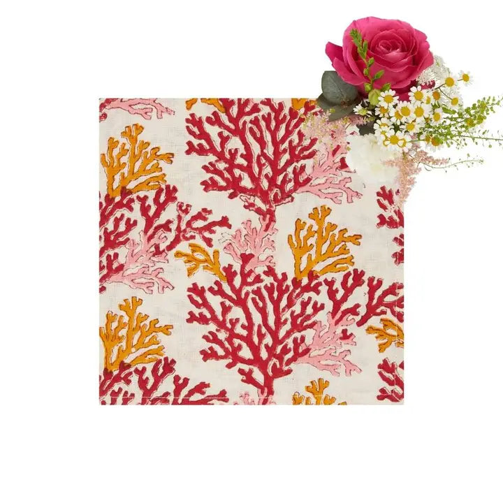 Rose Coral Table Napkin - Set of 4