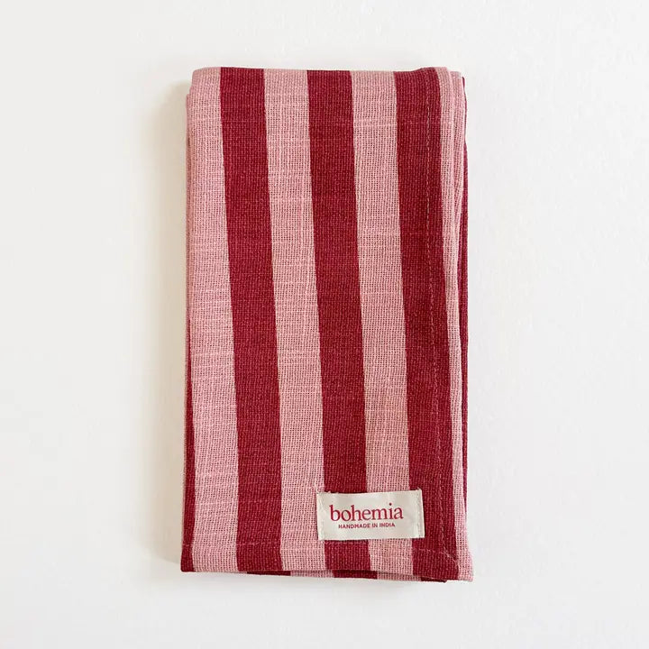 Jaipur Stripe Tea Towel - Pomegranate