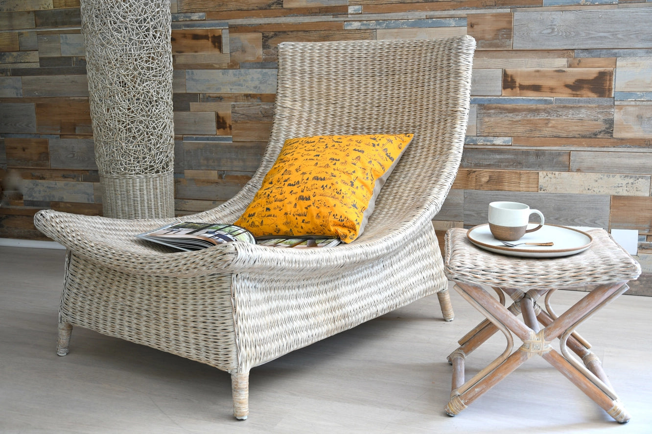 O'klm Large Armchair Natural Rattan White Ceruse