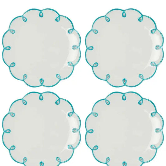 Sky Blue Scalloped Lunch Plate - Set of 4