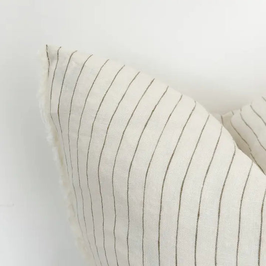 Esmee Linen Cushion Cover – Frayed Edge Cream & Olive