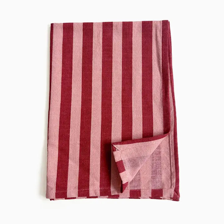 Jaipur Stripe Tea Towel - Pomegranate