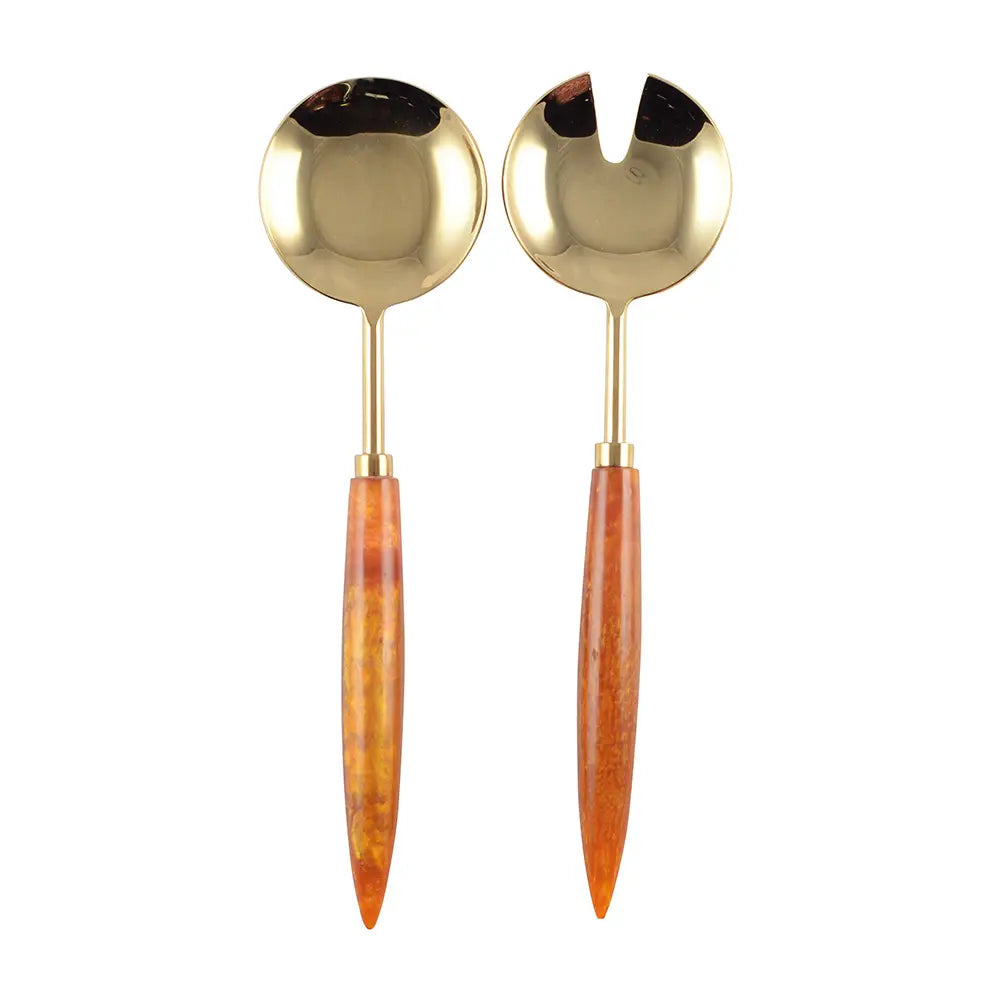 Gold and Orange Salad Servers