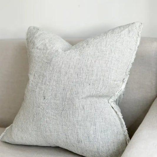 Esmee Linen Cushion Cover – Frayed Edge Ticking Stripe