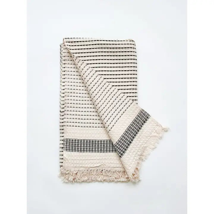 Milos Check Hammam Towel - Charcoal