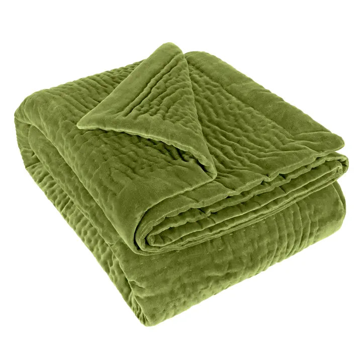 Haze Velvet Quilted Throw Grass