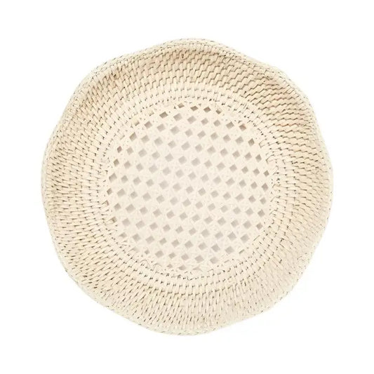 Saratoga Round Rattan Scalloped Tray - Sand Colour