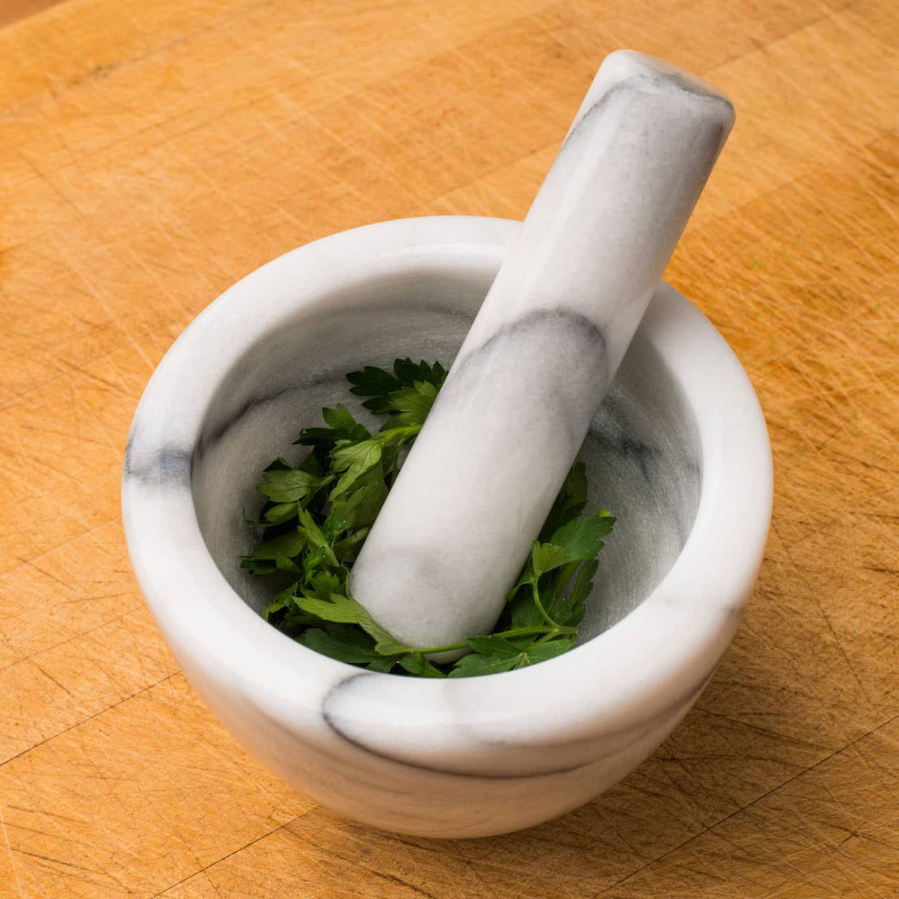 Holis White Marble Mortar and Pestle