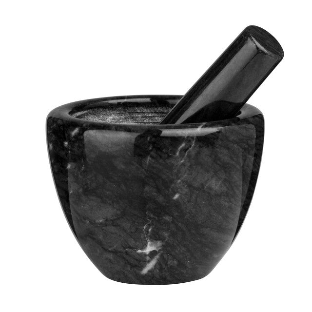 Alma Black Marble Plain Mortar and Pestle